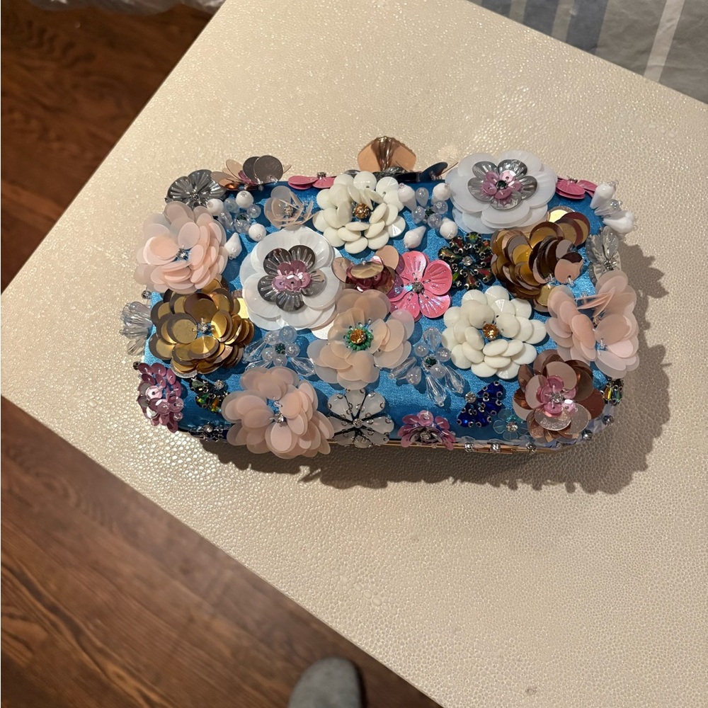 Bebe Floral Embellished Clutch NWT